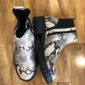 Snake print booties